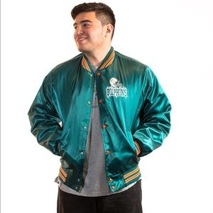 Miami Dolphins Satin Jacket Adult M Chalkline NFL.